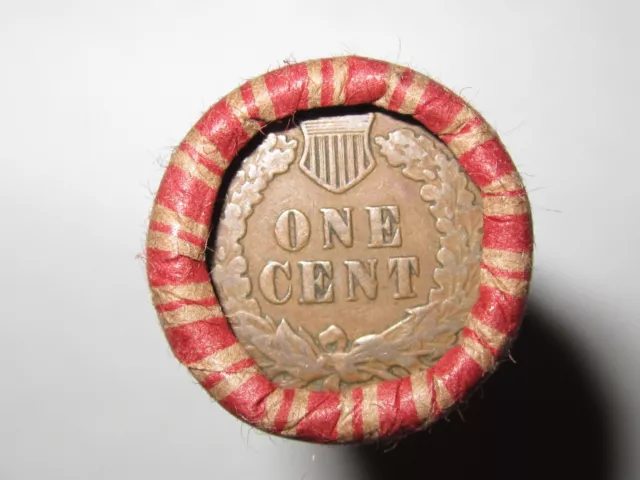 Sealed Wheat Indian Head Penny Mixed Roll With Vintage Indian Cent End Coin Lpp 2