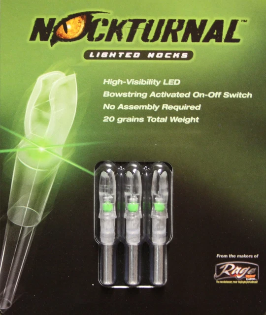 Rage Nockturnal-S Lighted Nocks 3pk Green NT-205 #01018 DoubleTake