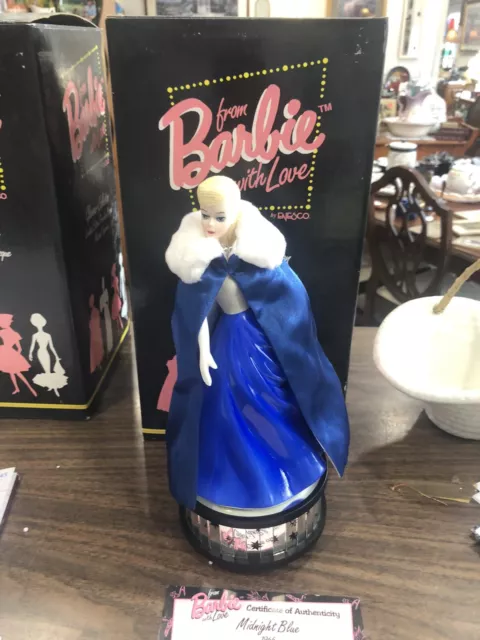 Vintage Enesco From Barbie With Love Glamour Midnight Blue Music Box Moon River