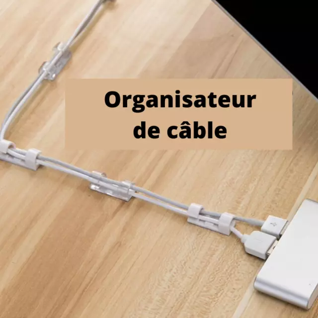 ORGANISATEUR DE CÂBLE Clips gestionnaire de câble bureau poste de travail  Blanc EUR 7,93 - PicClick FR