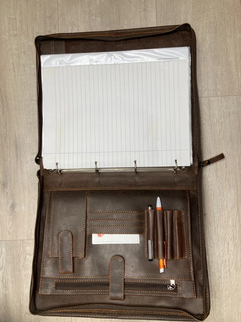 ENOMY Konferenzmappe A4 Personalisiert - Leder Dokumentenmappe Mit Gravur