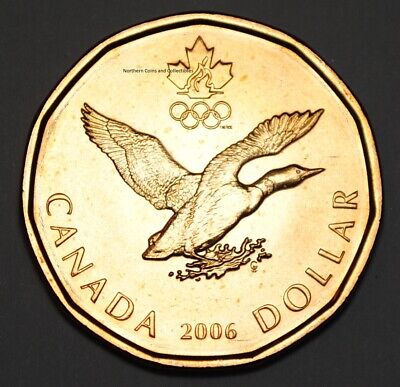 Canada 2006 BU Olympic 1 Dollar Canadian Lucky Loonie from mint roll