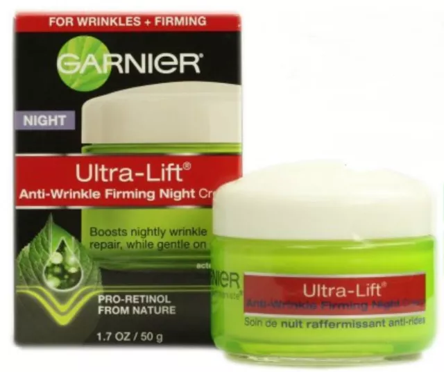 Garnier Ultra-Lift Anti-Wrinkle Firming Night Cream Pro-Retinol 1.7 Oz New