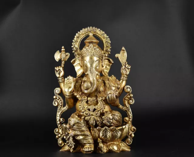 Brass Ganesha Statue God Hindu Lord Ganesh Idol Elephant Figurine Sculpture God 2