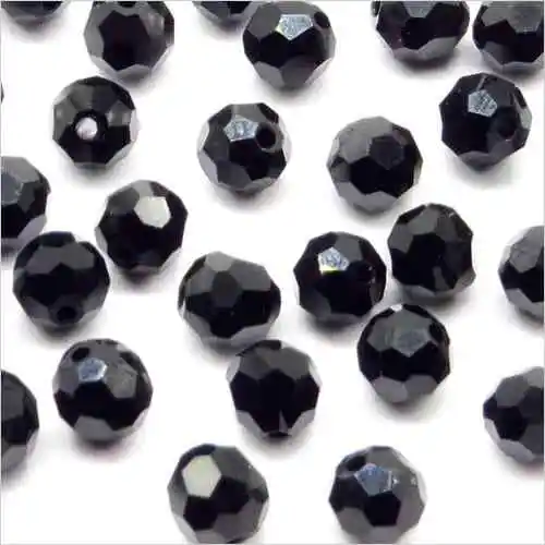 Lot de 20 perles à FACETTES 6mm en Cristal Noir pour création de Bijoux