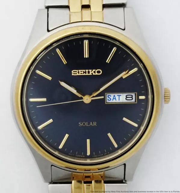 MONTRE POUR HOMME Seiko V158-0AA0 bicolore en acier inoxydable date solaire  à réparer EUR 9,76 - PicClick FR