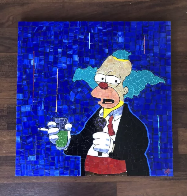 Mosaic Stain Glass Krusty The Clown 25”x25” Wall Art (The Simpsons) Orig.Piece 3