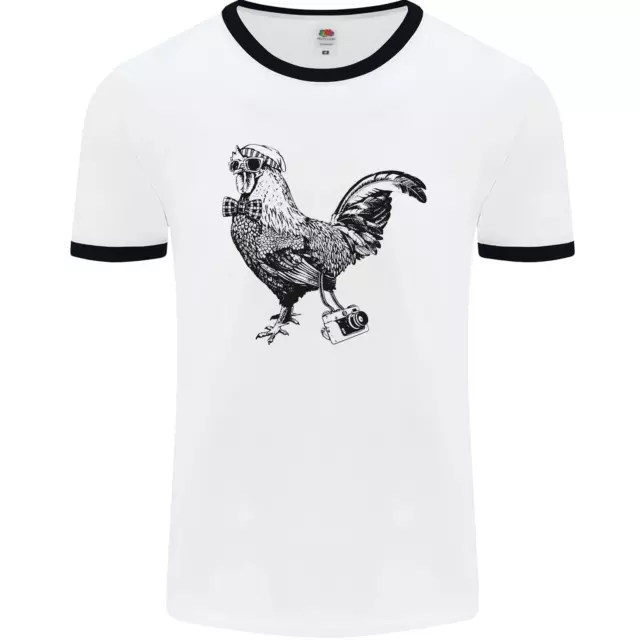 T-shirt Ringer uomo fotografo fotocamera gallo