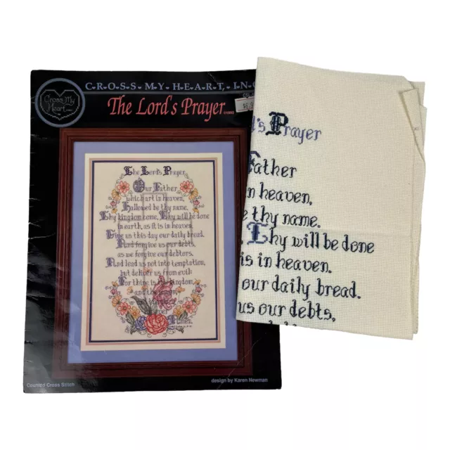 Cross My Heart Inc Lords Prayer Counted Cross Stitch Pattern and started project