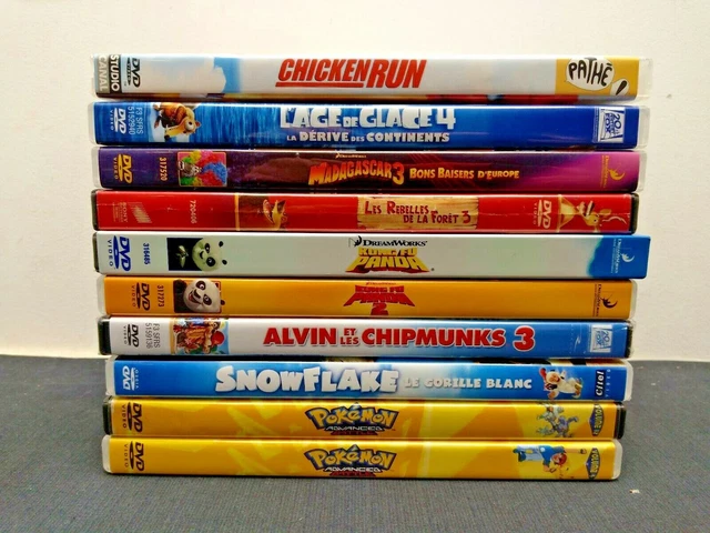 Lot de 10 DVD Dessins & Films animés Madagascar SnowFlake Pokemon Alvin Panda