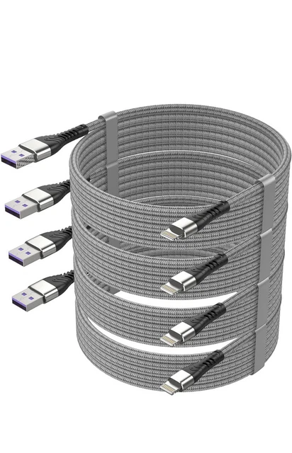 4Pack【Apple MFi Certified 】 Long iPhone Charger Cord, iPhone Charger 10 ft