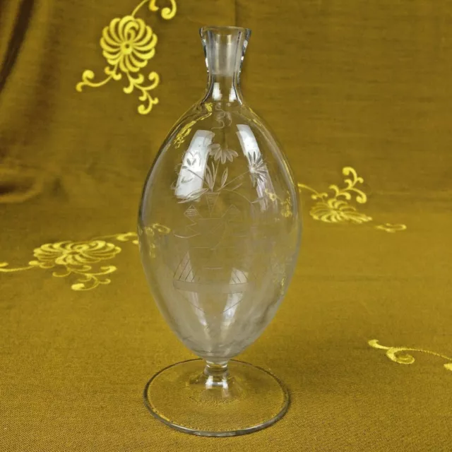 Apotheker Flasche Tropfflasche Schliff Glas mundgeblasen Fuß Sammlerstück antik