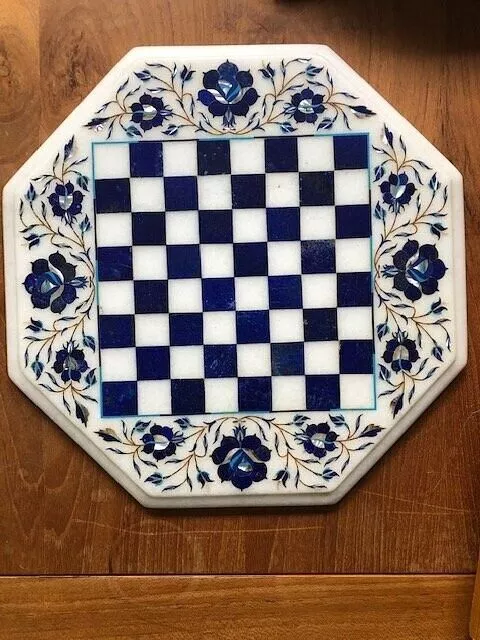 Marble Chess Table Top Blue & White Home collectibles gifts / Marble Chess Set