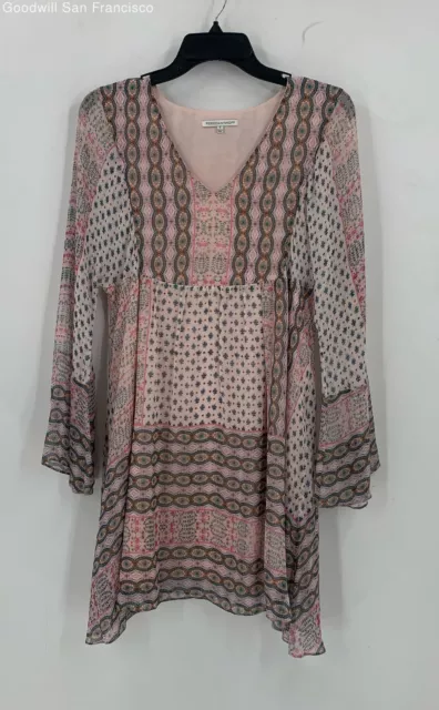 Rebecca Minkoff Womens Multicolor Printed Long Sleeve Shift Dress Size Small