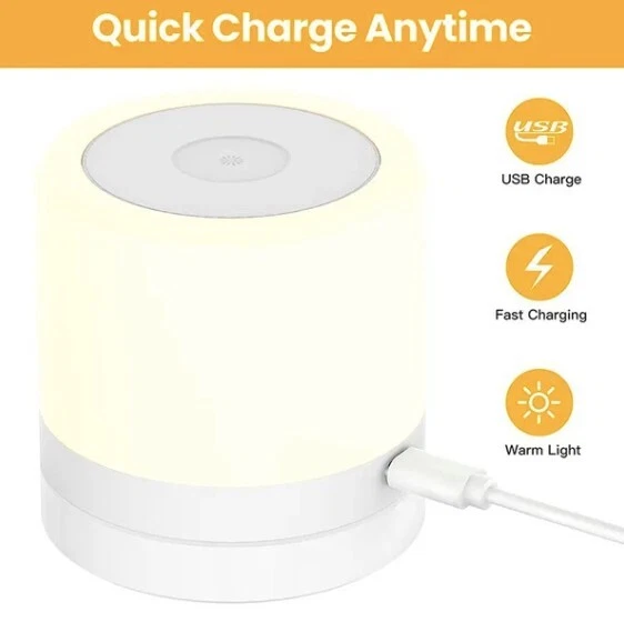 Lampada Touch, Led Da Comodino - Usb, Notturna, Portatile, Ricaricabile, Rgb Led 3
