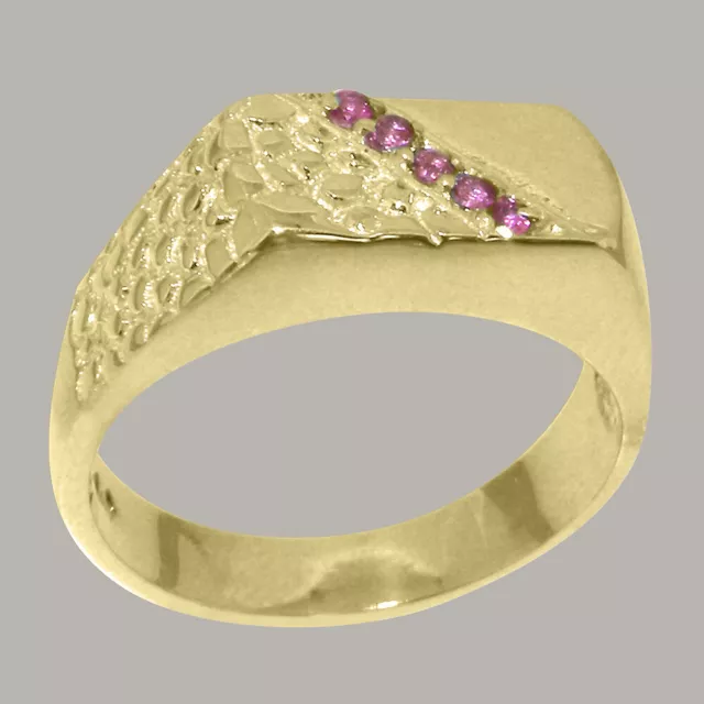 14k Yellow Gold Natural Pink Tourmaline Mens band Ring - Sizes 6 to 12