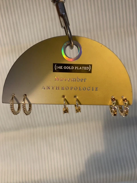 ANTHROPOLOGIE 14k Gold Plated  Earrings *3 PAIRS* New.