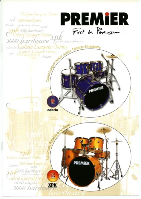 PREMIER Vtg 1998 Drum Set Catalog Brochure 8 Page Cabria XPK Series Case Candy