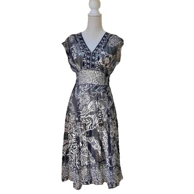 ECI New York black 100% silk sheer dress sz 12 or L