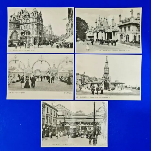 Set of 5 Vintage Repro Sussex Postcards of c1905 Brighton by Mayfair Cards