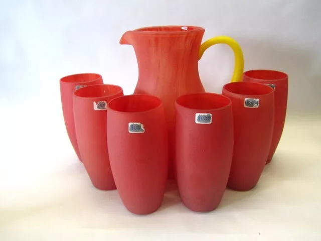 Schott Zwiesel Glas Saft-Bowle Service Krug Kanne 6 Becher Wasser Gläser Vase