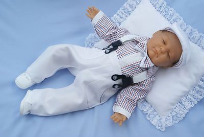 Baby Boy Formale Paggetto Vestito squisito GENTILUOMO Bretelle Bianco Body Cappello 0-18m