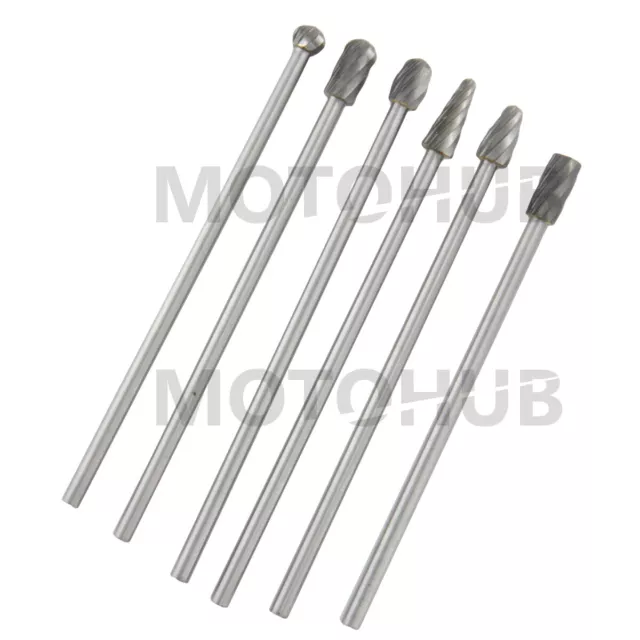 6pcs 10mm Rotary Aluminum Cut Burr 6mm 1/4" Shank 150mm Long Reach Carbide Burs