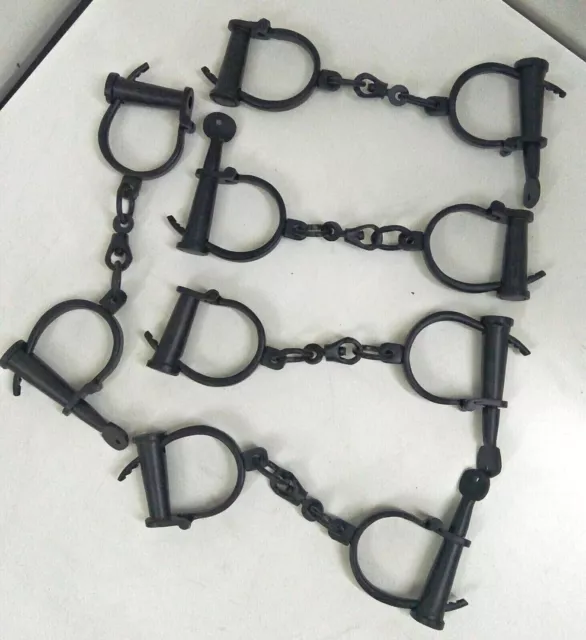 Metal Hand cuffs Iron shackles Hand cuff with chain 12" Old world Antique 5 Unit