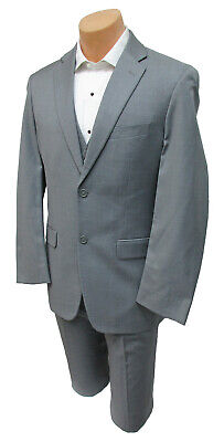 Boys Grey Perry Ellis Suit with Flat Front Pants & Vest Prom Wedding Ringbearer