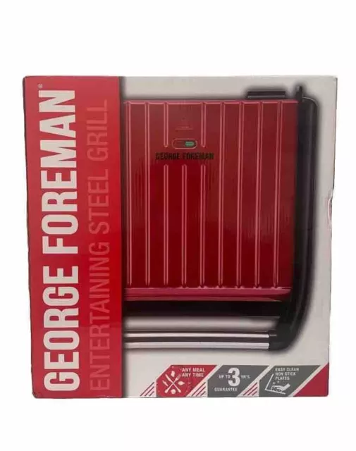 George Foreman 25050 Grill Non Stick Plates Family Cooking Health 1850W Red