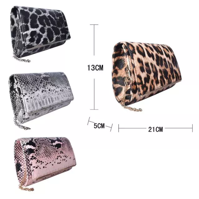 Womens Designer Style Animal Print Clutch Bag Ladies Evening Party Handbag Purse