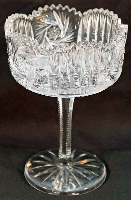 ABP American Brilliant Period P&B Pitkin & Brooks Cut Glass Footed Compote Signe ABP American Brilliant Period P&B Pitkin & Brooks Cut Glass Footed Compote Signe