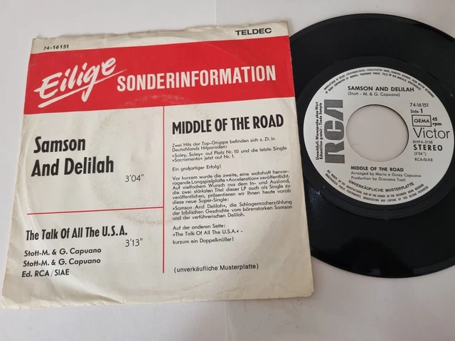 Mine Rd Samson Young MIDDLE OF THE Road - Samson and Delilah 7'' Vinyl Germany PROMO EUR 19 ...