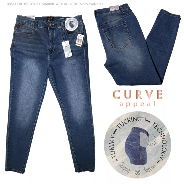 New Curve Appeal High Rise Essential Skinny Tummy Tuck Tech Stretch Blue Jeans