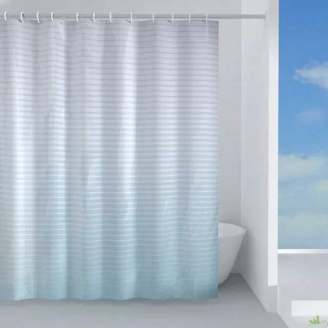 Tendina Tenda Doccia Gedy Poliestere Tessuto Celeste Impermeabile 240X200 Cm