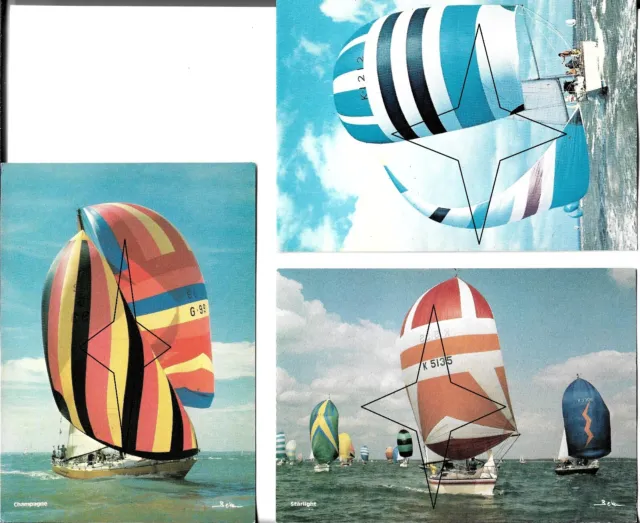 Postcards Beken Of Cowes: 3 x Racing Yachts Admirals Cup Etc 1970s/80s Rare