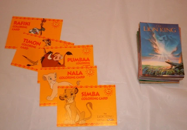 DISNEY LION KING Trading Cards Series 1 Complete Coloring Cards disney-lion-king-trading-cards-series-1-complete-coloring-cards