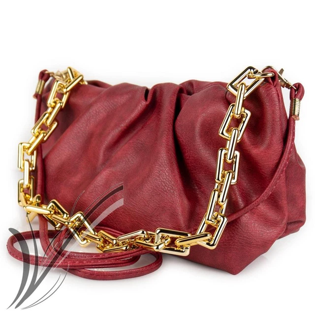 Borsa rossa tracolla con catena da donna per ragazza borsetta elegante pochette