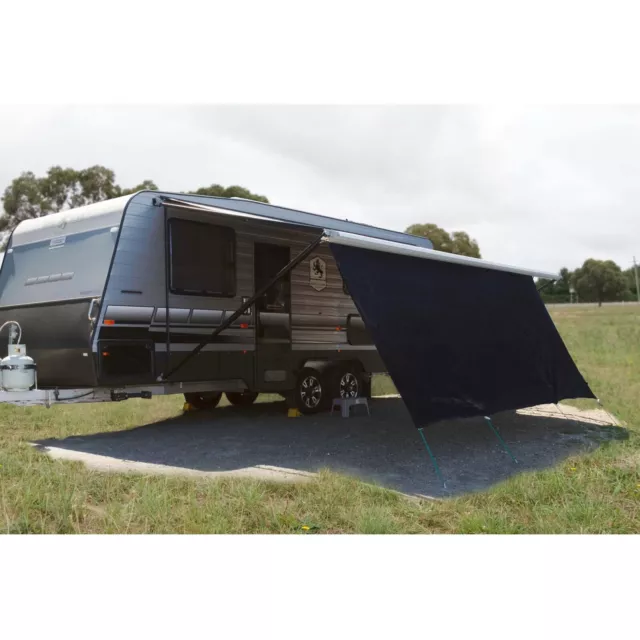 3.7m Black Caravan Privacy Screen Sun Shade Cloth Suit 13" Roll Out Awning