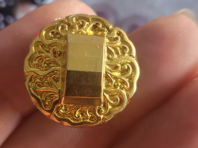 Bouton ancien en verre doré élégant collection cœur rehaussé 2,2 cm G10E