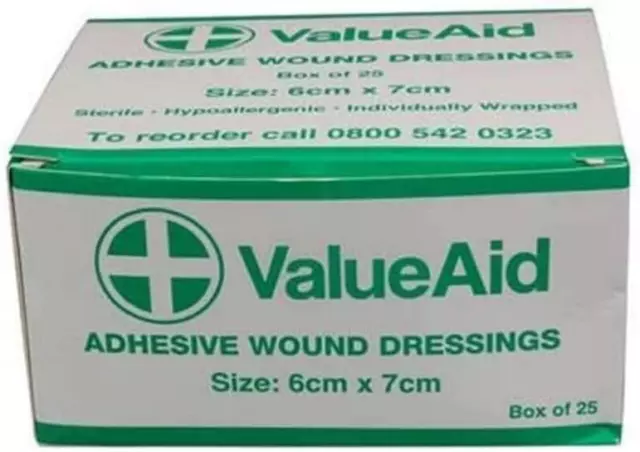 Value Aid Adhesive Wound Dressings - 6cm x 7cm - Box of 25