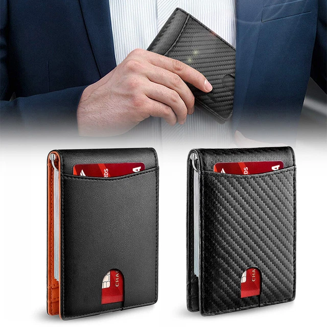Slim Mens Wallet with Money Clip Leather RFID Blocking Bifold Credit Card Holder