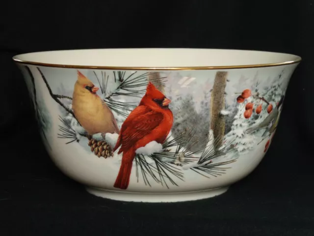 11" Lenox Winter Greetings Scenic Birds Large Serving Bowl by Catherine McClung