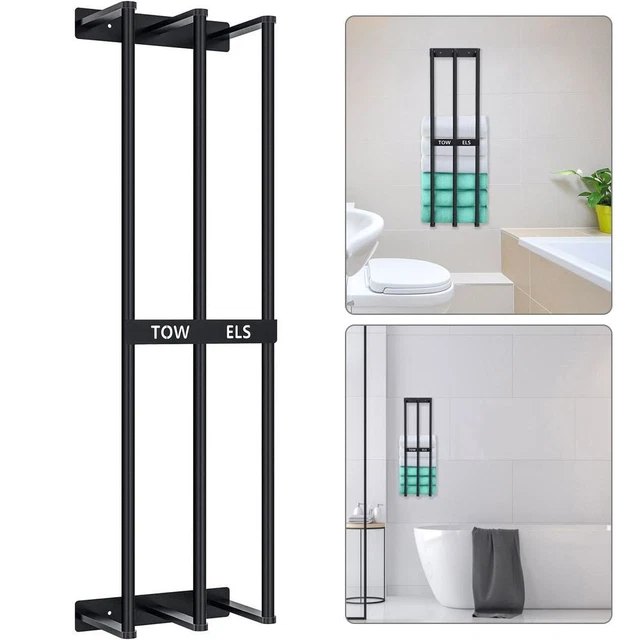 Wall Mounted Towel Holder Metal Towel Storage Shelf Towel Organizer  Bath Towel