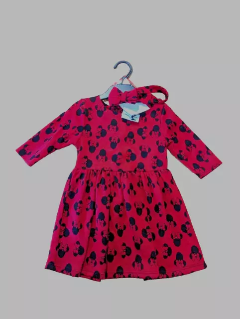 Babies/toddler dress & headband, Disney Minnie Mouse. Red and black 9m to 2years