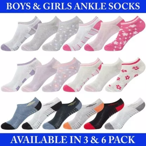 Jungen Mädchen Socken Kinder Turnschuhe 6 Paar SPORTS Ankle Schuhe Futter Cotton