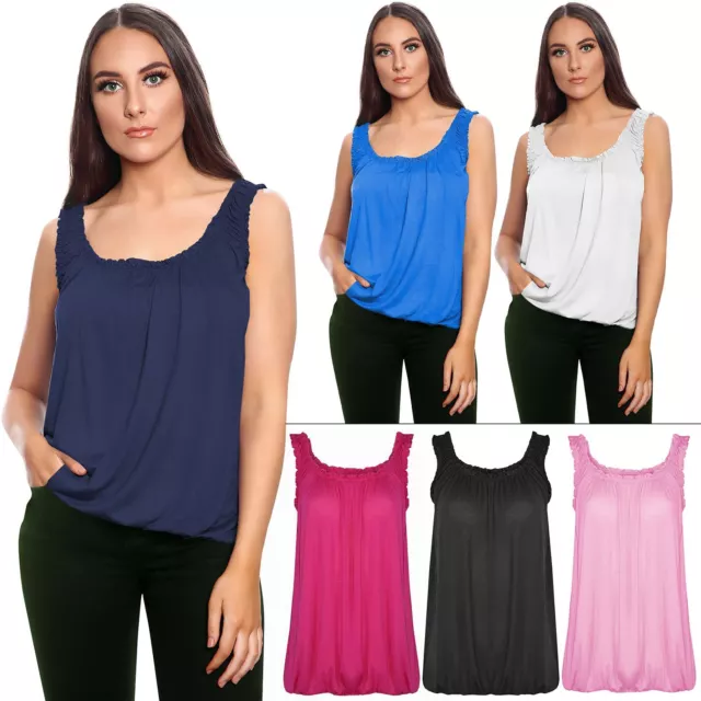 Ladies Camisole Vest Top Womens Stretchy Casual Tank Tops Plain Cami Cool Shirt