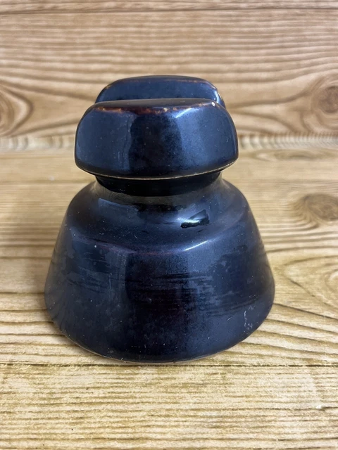 Antique Porcelain Electrical Insulator, High Voltage, Deep Brown/Black 2