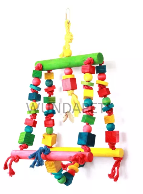 Happypet Double Swing Hanging Wood & Rope Amazon African Grey Parrot Toy 21197