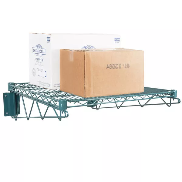 24" x 24" Wall Mount Green Epoxy Wire Shelf Rack Commercial Restaurant Pot NSF